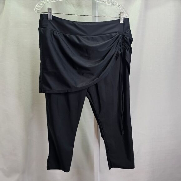 Women's Black Swim Capris with Side-Tie Skirt Size XL - Picture 5 of 10